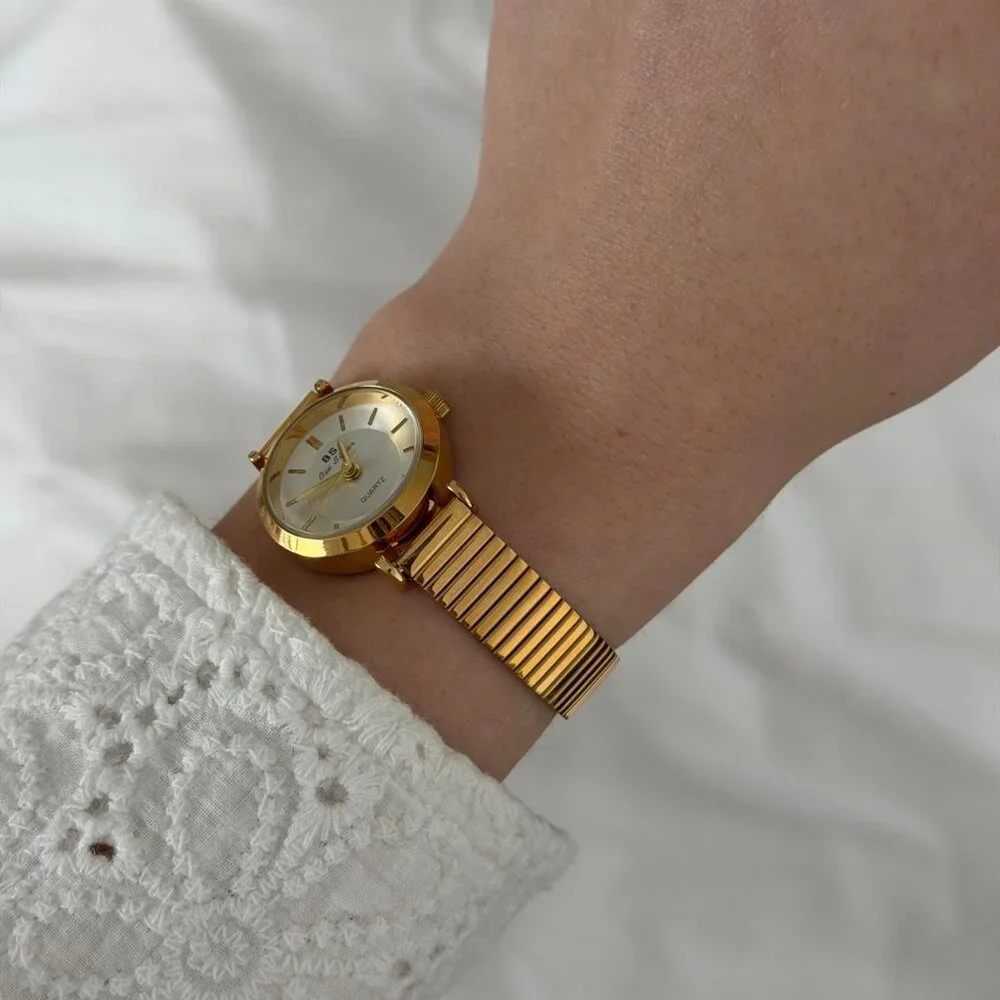 Sku 0481 gold white mini watch vintage vibe‎ + in a gift box Stainless steel